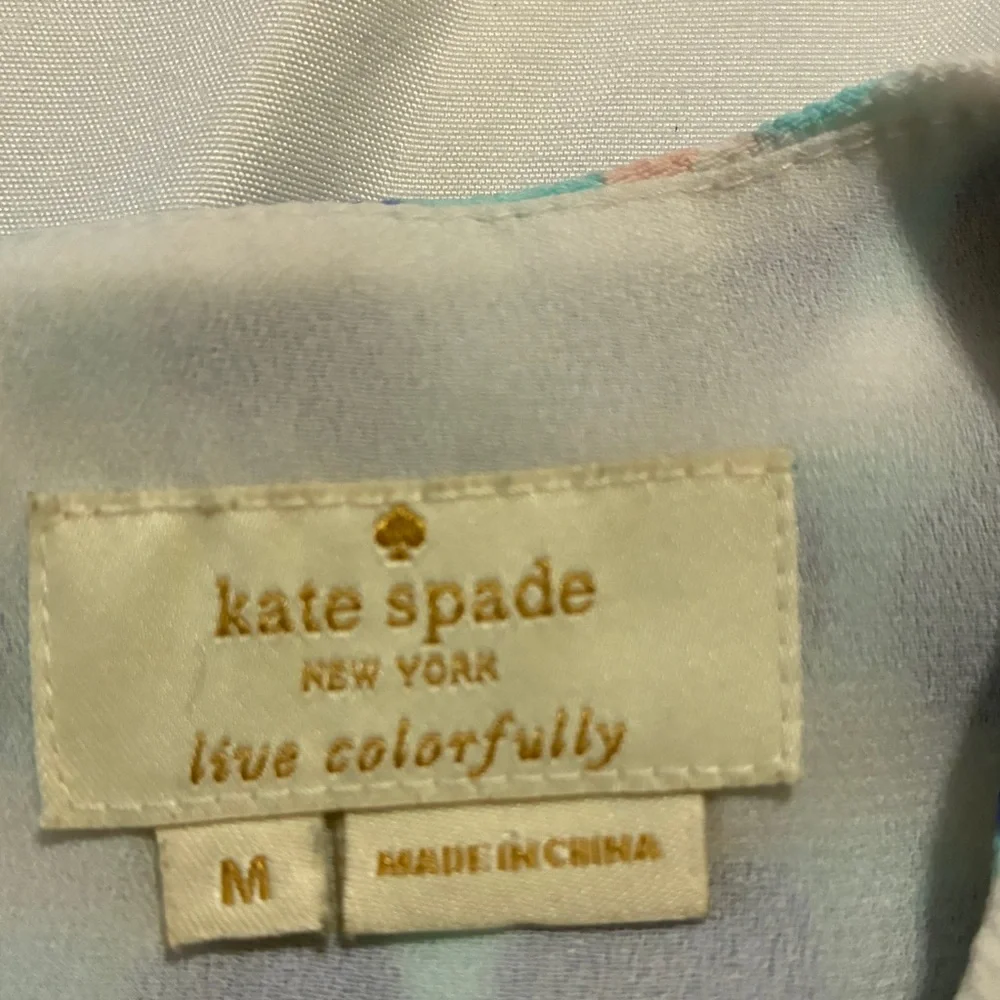 KATE SPADE Blue Live Colorfully Island stamp layered tank top Size M Shirttail